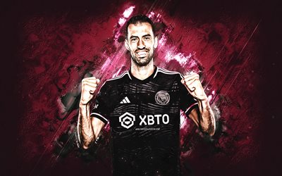 Sergio Busquets, Inter Miami, MLS, Spanish football player, USA, pink stone background