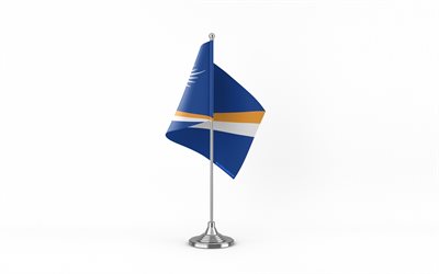 4k, bandera de mesa de las islas marshall, fondo blanco, bandera de las islas marshall, bandera de las islas marshall en metal stick, símbolos nacionales, islas marshall