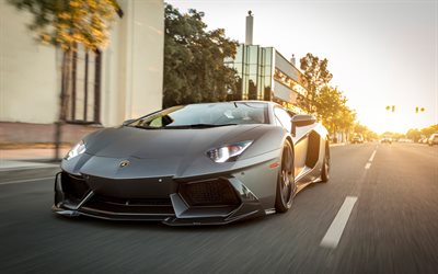 Vorsteiner, optimización de 2016, Lamborghini Aventador, Zaragoza, Edición, carretera, movimiento, color gris Aventador