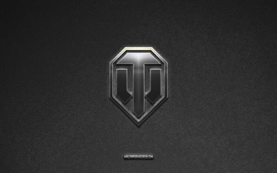 World of Tanks logo, games brands, gray stone background, World of Tanks emblem, WOT logo, games logos, World of Tanks, games signs, Fortnite metal logo, stone texture, WOT