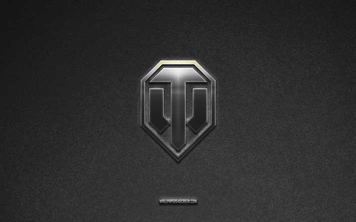 World of Tanks logo, games brands, gray stone background, World of Tanks emblem, WOT logo, games logos, World of Tanks, games signs, Fortnite metal logo, stone texture, WOT