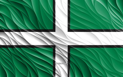 Flag of Devon, 4k, silk 3D flags, Counties of England, Day of Devon, 3D fabric waves, Devon flag, silk wavy flags, english counties, Devon, England