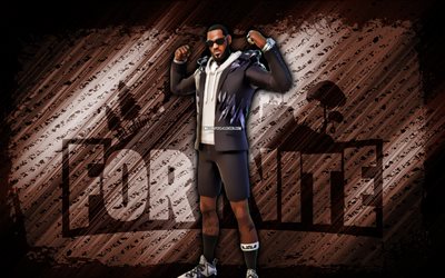 LeBron James Fortnite, 4k, brown diagonal background, grunge art, Fortnite, artwork, LeBron James Skin, Fortnite characters, LeBron James, Fortnite LeBron James Skin