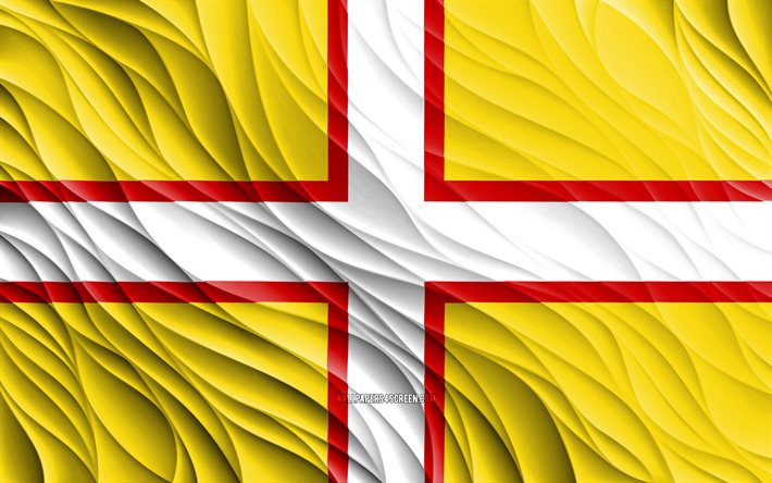 Flag of Dorset, 4k, silk 3D flags, Counties of England, Day of Dorset, 3D fabric waves, Dorset flag, silk wavy flags, english counties, Dorset, England