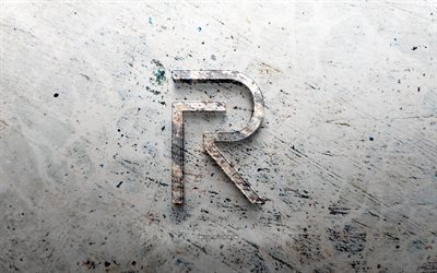 شعار حجر realme, 4k, الحجر الخلفية, شعار realme 3d, العلامات التجارية, خلاق, شعار realme, فن الجرونج, واقعي انا