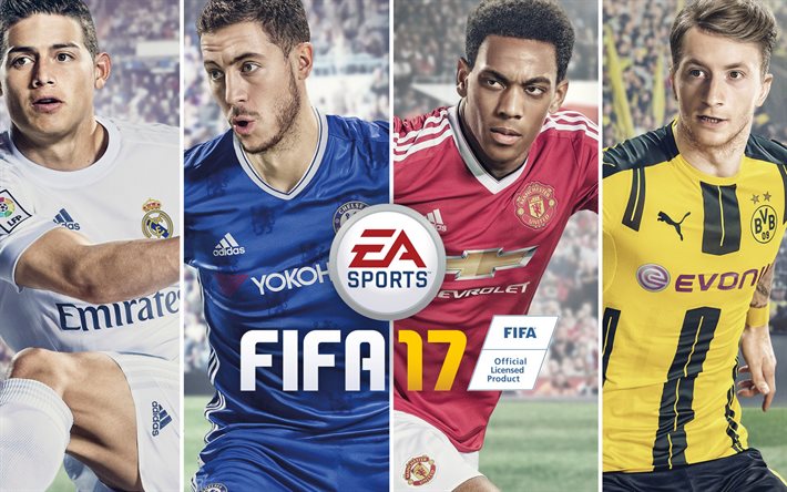 La FIFA 2017, el simulador de fútbol, carteles, Juegos de 2016, de EA Sports