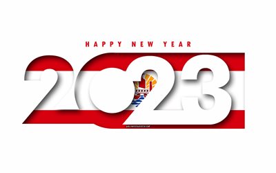 hyvää uutta vuotta 2023 ranskan polynesia, valkoinen tausta, ranskan polynesia, minimaalista taidetta, 2023 ranskan polynesian konseptit, ranskan polynesia 2023, 2023 ranskan polynesian tausta, 2023 hyvää uutta vuotta ranskan polynesia