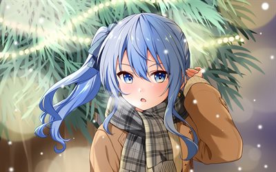 hoshimachi suisei, chute de neige, youtubeur virtuel, l'hiver, vtuber, ouvrages d'art, mangas, canal hoshimachi suisei, youtubeur virtuel de hoshimachi suisei