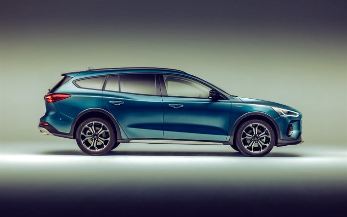 2022, ford focus station wagon, 4k, esterno, vista laterale, station wagon blu, blu focus estate, nuova ford focus 2023, auto americane, guado