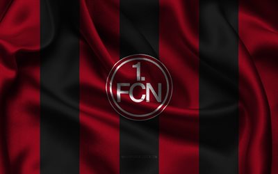 4k, 1 fc nürnberg logosu, bordo siyah ipek kumaş, alman futbol takımı, 1 fc nürnberg amblemi, 2 bundesliga, 1 fc nürnberg, almanya, futbol, 1 fc nürnberg bayrağı
