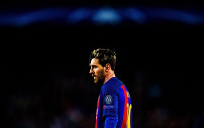 Lionel Messi, 4k, d'un match, les stars du football, de Barcelone, de l'UEFA Champions League, Leo Messi
