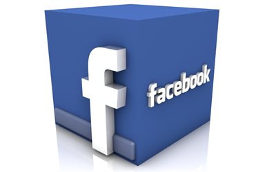 facebook, 3dロゴ, 社会的ネットワーク, 記号