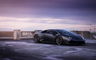 Lamborghini Huracan, ADV1 ruote, auto sportive, Lamborghini nera, tuning
