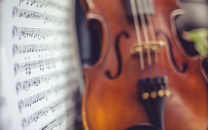 las notas musicales, el violín, la música clásica, instrumentos musicales