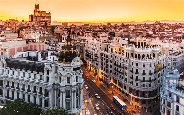 la sera, al tramonto, Madrid, Spagna