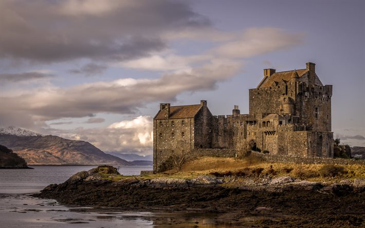antichi castelli, Lago, Castello, castello di Eilean Donan, regno UNITO, lago di Dyche, Castello di Eilean Donan