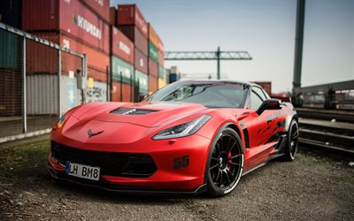 supercars, BBM deportes de motor, tuning, 2016, Chevrolet Corvette C7 Z06, Corvette rojo