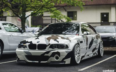 BMW M3 E46, tuning, camuflaje de bmw, la posición de estacionamiento