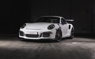 Porsche 911, 2016, la optimización de Porsche, el Porsche blanco, TechArt, tuning, blanco