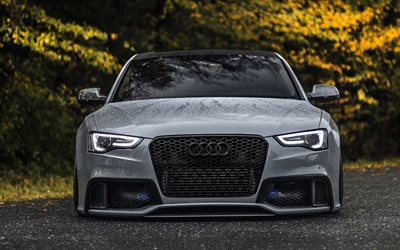 supercars, Audi RS5 Coupe, tuning, 2016, front view, gray audi