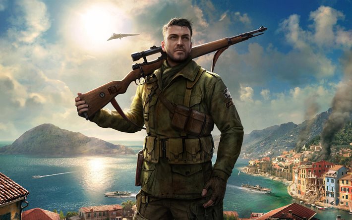 Sniper Elite 4, les personnages, en 2017, d'affiches, 4K