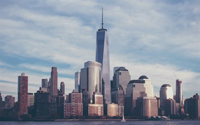 New York, en Amérique, gratte-ciel, panorama, États-unis, états-unis