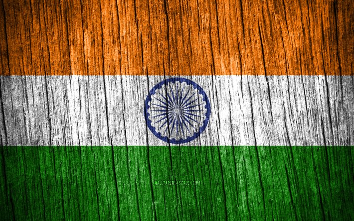 4k, インドの旗, インドの日, アジア, 木製のテクスチャフラグ, インドの国のシンボル, アジア諸国, インド