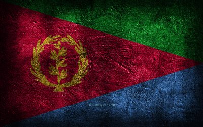 4k, eritreas flagga, stenstruktur, eritreas dag, stenbakgrund, grungekonst, eritreas nationella symboler, eritrea, afrikanska länder