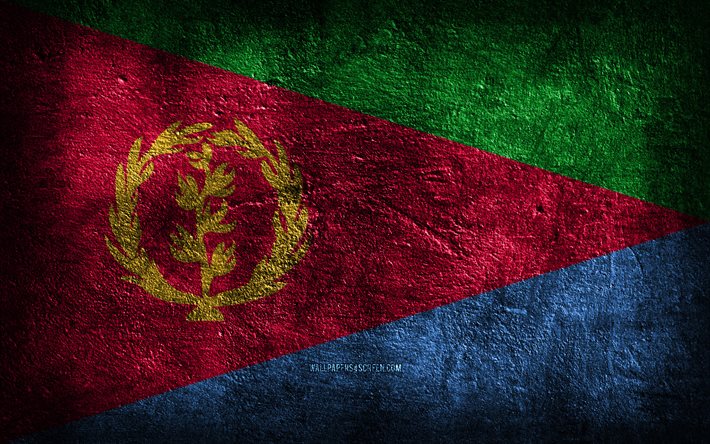 4k, flagge von eritrea, steinstruktur, tag von eritrea, steinhintergrund, grunge-kunst, nationale symbole von eritrea, eritrea, afrikanische länder