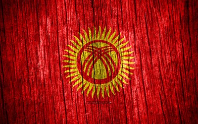 4k, bandiera del kirghizistan, giorno del kirghizistan, asia, bandiere di struttura in legno, simboli nazionali del kirghizistan, paesi asiatici, kirghizistan