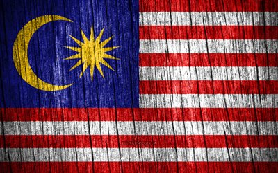 4k, bandiera della malesia, giorno della malesia, asia, bandiere di struttura in legno, simboli nazionali malesi, paesi asiatici, malesia