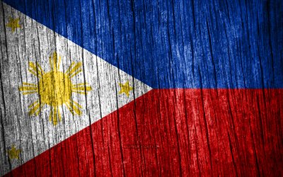 4k, filippinernas flagga, filippinernas dag, asien, trästrukturflaggor, filippinernas nationella symboler, asiatiska länder, filippinerna
