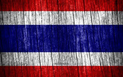 4K, Flag of Thailand, Day of Thailand, Asia, wooden texture flags, Thai flag, Thai national symbols, Asian countries, Thailand flag, Thailand