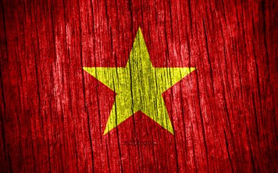 4k, vietnams flagga, vietnams dag, asien, trätexturflaggor, vietnamesisk flagga, vietnamesiska nationella symboler, asiatiska länder, vietnam flagga, vietnam
