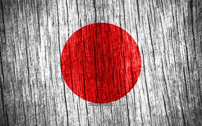 4k, 日本の国旗, 日本の日, アジア, 木製のテクスチャフラグ, 日本の国家のシンボル, アジア諸国, 日本