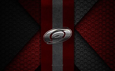 Carolina Hurricanes, NHL, black red knitted texture, Carolina Hurricanes logo, American hockey club, Carolina Hurricanes emblem, hockey, North Carolina, USA