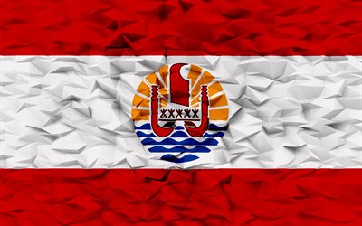 フランス領ポリネシアの旗, 4k, 3dポリゴンの背景, 3dポリゴンテクスチャ, フランス領ポリネシアの日, 3dフランス領ポリネシアの旗, 3dアート, フランス領ポリネシア