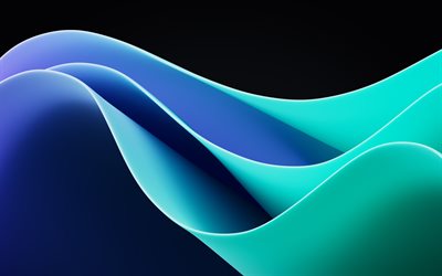 ondas 3d azul, 4k, arte abstracto, creativo, fondos negros, texturas de ondas 3d, obra de arte, texturas 3d, patrones de ondas 3d, texturas de ondas