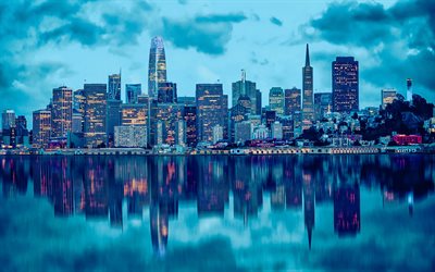4k, San Francisco, Salesforce Tower, skyscrapers, modern buildings, San Francisco skyline, San Francisco cityscape, California, USA