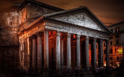 roma, monumento, itália, arquitetura, o panteão, o templo, panteão
