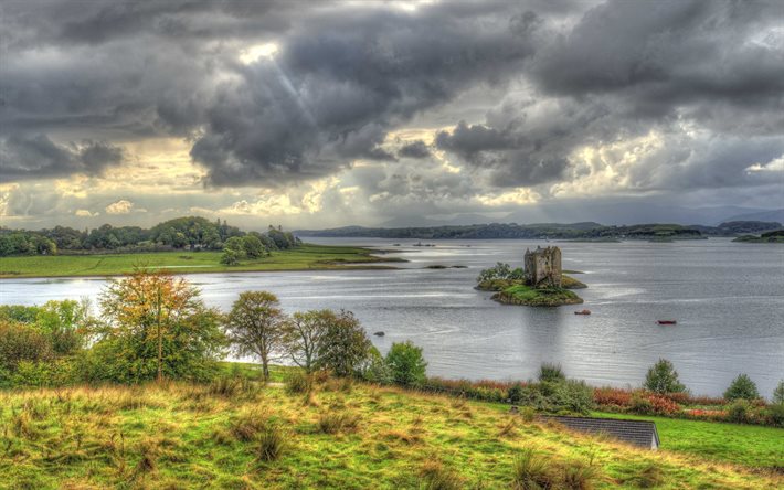 اسكتلندا, الساحل, hdr, قلعة مطارد