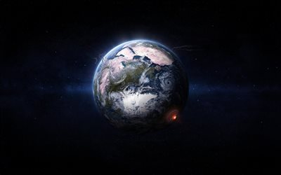 l'univers, la terre, l'explosion