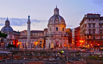 italien, rom, architektur -, abend-city