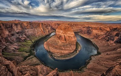 arizona, colorado, horseshoe bend, estados unidos, la curva de la herradura, el colorado, el río, el rock, la curva del río