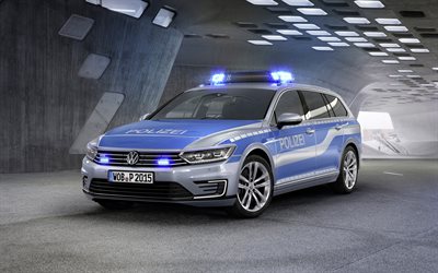 passat gte, volkswagen, 2015, coche policía, coche de policía