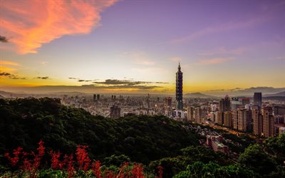 चीन, तायपेई, ताइवान, सूर्यास्त, ताइपे