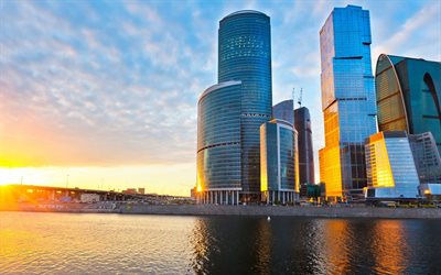 russia, moscow-city, sunset, moscow city