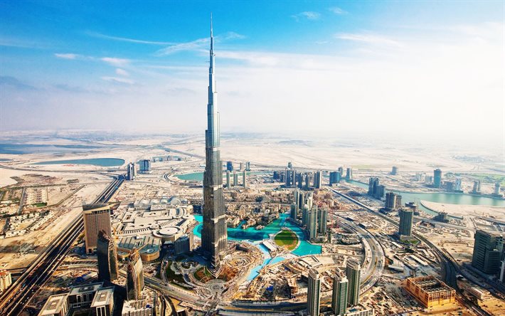 dubai, il burj khalifa, grattacieli, skyline, emirati arabi uniti