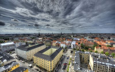 雲, スカイライン, コペンハーゲン, デンマーク
