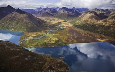 bristol bay, fiume, paesaggio, in alaska, montagne, alaska
